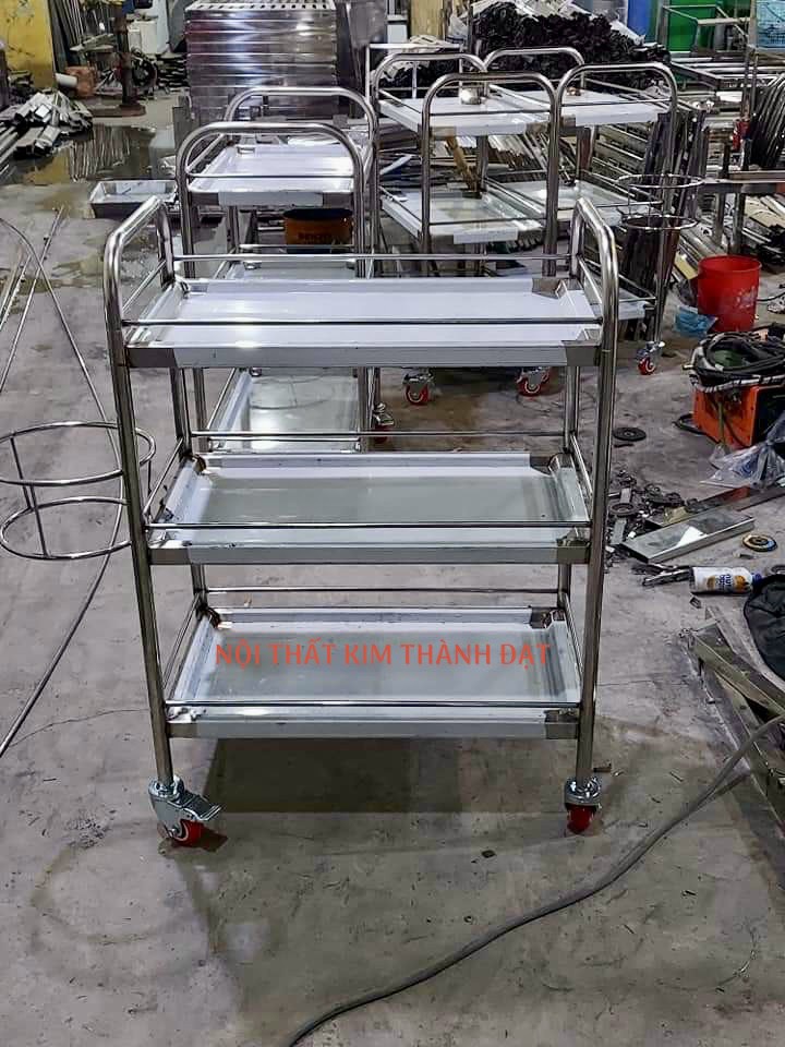 Xe đẩy tiêm inox 3 tầng