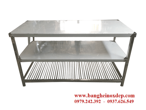 Bàn chia thức ăn inox 3 tầng