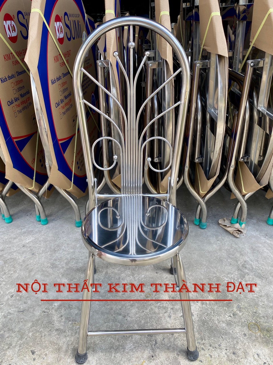 Ghế xếp mặt inox chân 32