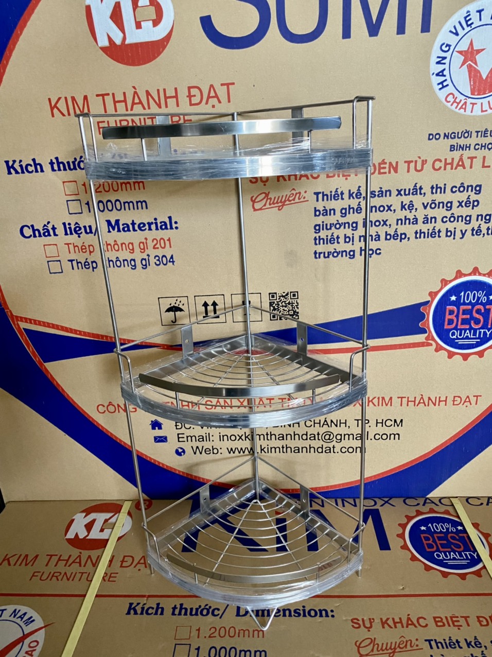 Kệ góc la 3 tầng inox 304
