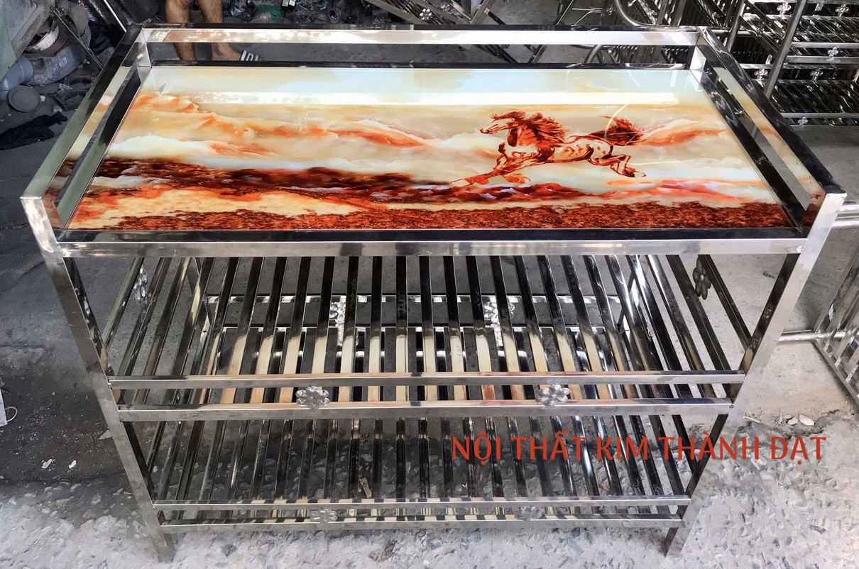 Kệ bếp inox mặt kính