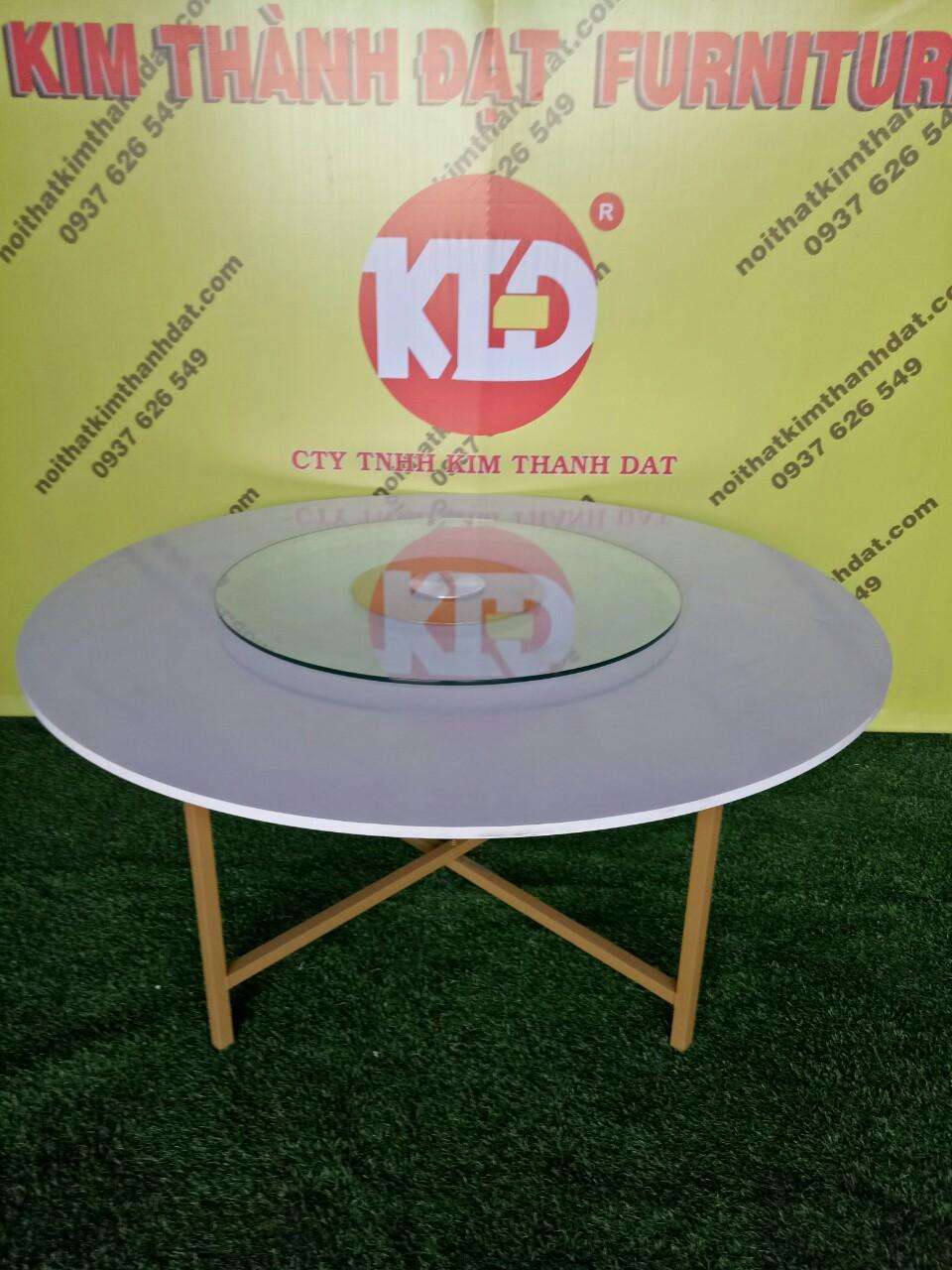  Bàn tròn mặt gỗ 1m6 chân rời chữ thập