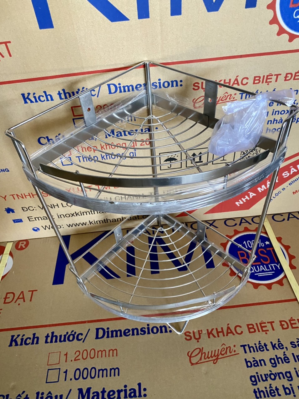 Kệ góc la 20*20 2 tầng inox 304