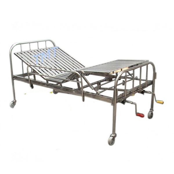 Giường y tế inox 1m2 gồm 2 quay tay