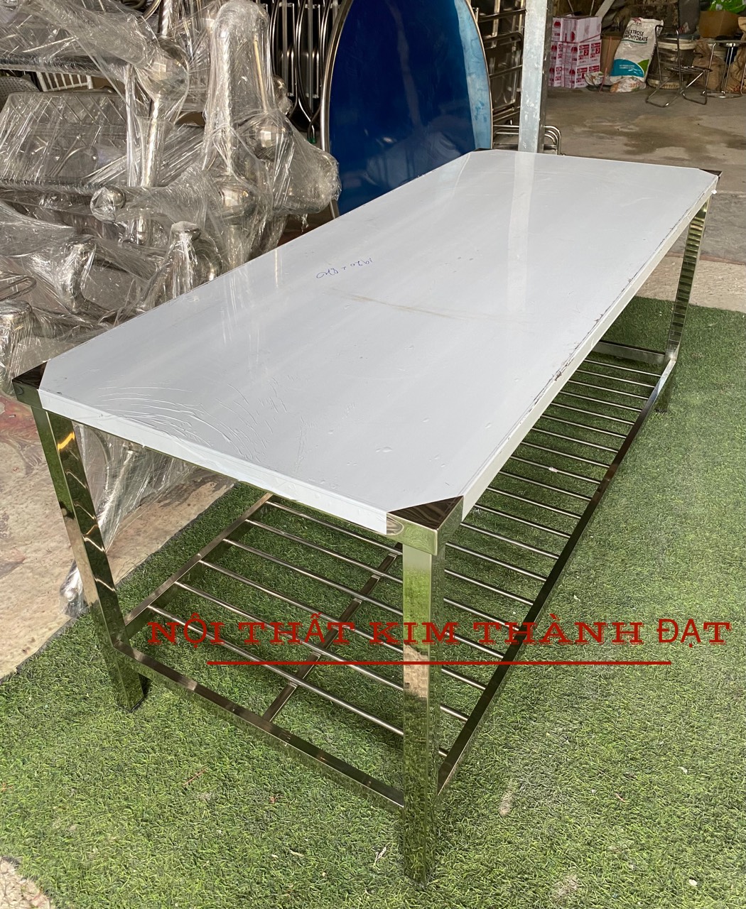 Bàn tiếp phẩm 2 tầng inox 304