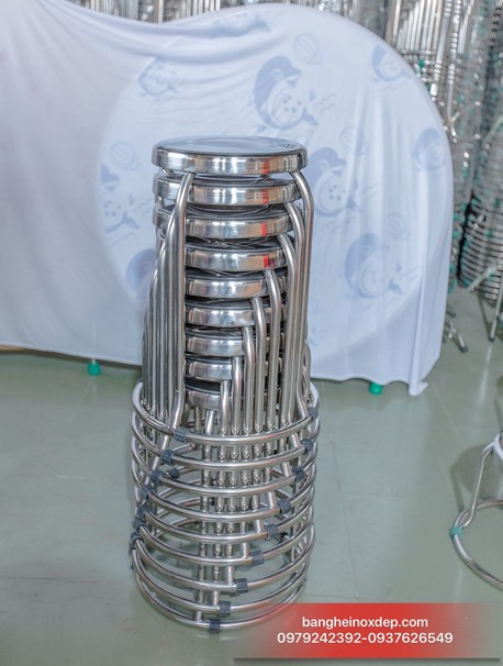 Ghế đôn Inox mặt hawata cạnh cao