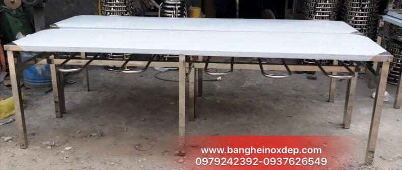 Bàn ăn căn tin Inox 600*2000*H75 cm