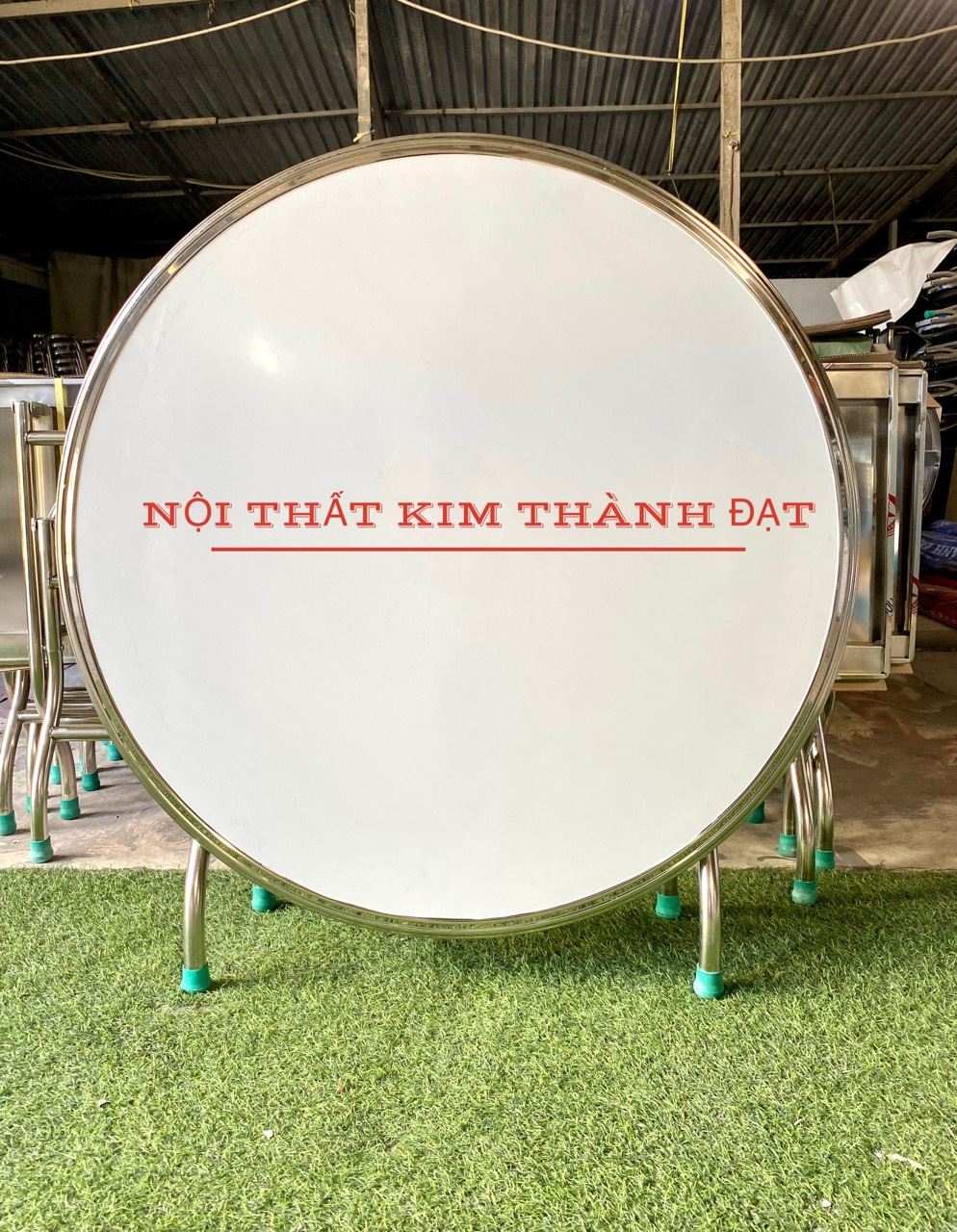 Bàn tròn cạnh hawata 1m2 inox 304