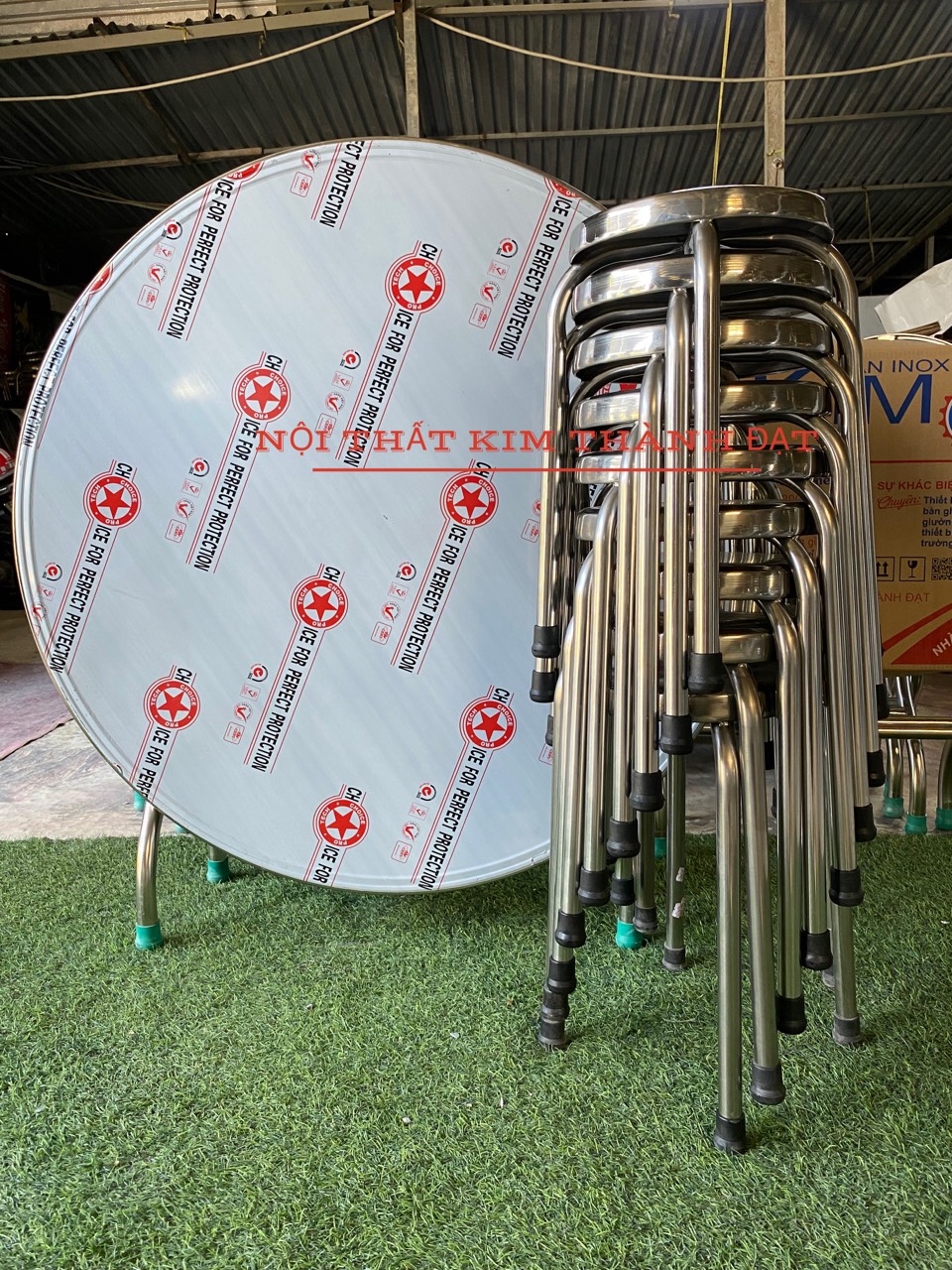 Bộ bàn ghế inox 1m2